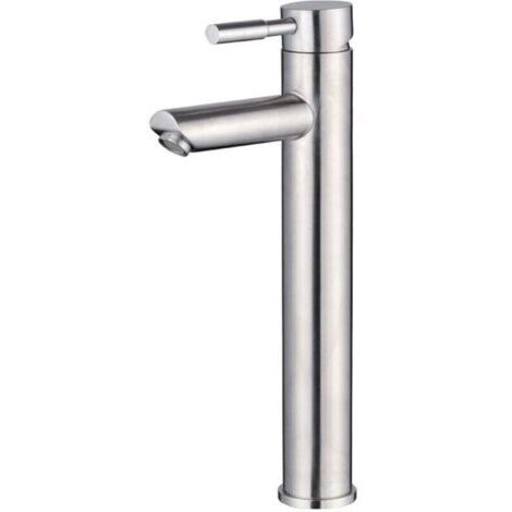 Pair Robinet de bassin froid simple, robinet monotrou en acier inoxydable pour lavabo de salle de bain, nickel brossé