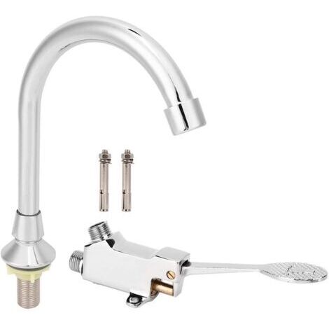 Pair - Robinet de commande au pied – Pédale sans contact en cuivre et ABS – Finition galvanoplastie – Installation facile pour salle de bain