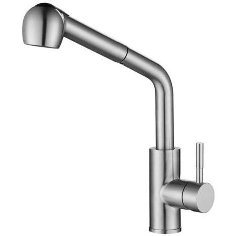 Pair Robinet de cuisine universel extractible, acier inoxydable, double jet, chromé.