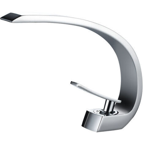 Pair Robinet de lavabo monotrou en laiton massif avec cartouche céramique, pour lavabo encastré, couleur argenté