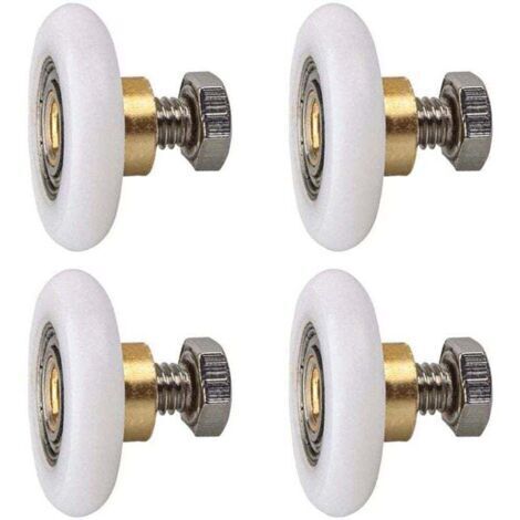 Pair Rouleau de porte de douche, Rouleau Roulette Roue pour Porte de Douche Roulettes Coulissantes Porte Roue de Remplacement pour Rouleau 4 pièces (20MM)