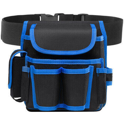 Pair - Sac à outils professionnel, sac de ceinture à outils réglable, sac à bandoulière pour outils, ceinture à outils pour électricien, ceinture à outils de menuiserie (bleu)