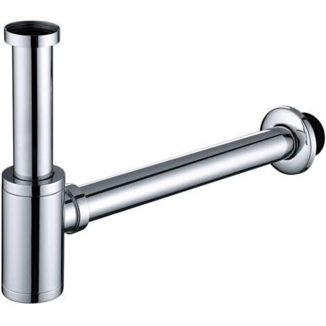 Pair Siphon d'évier, tube de siphon chromé, modèle L, en acier inoxydable, anti-odeurs, 1 1/4 pouce, haute qualité, pour éviers