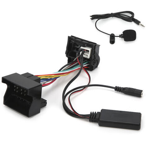 Pair - SJLERST Adaptateur Bluetooth AUX-IN, 12Pin DC12V Câble Bluetooth AUX-IN Adaptateur Audio Stéréo avec Microphone pour Peugeot 207 307 407 308