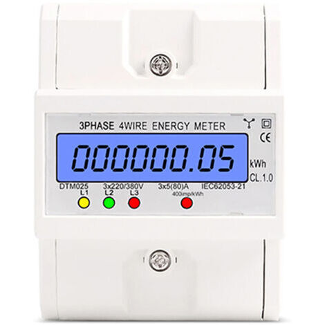 Pair - SJLERST Disjoncteur Rail DIN triphasé 4 Fils, wattmètre électronique, Compteur de consommation d'énergie 5-80 A 380 V CA 50 Hz, rétroéclairage LCD