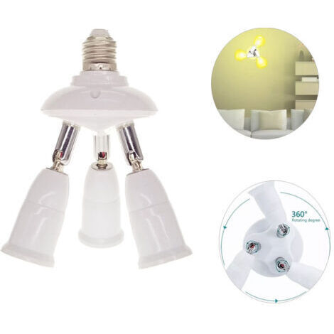 Pair - SJLERST Douille E27 Triple pour Ampoule LED a Visser, 360° Réglable, Adaptateur 3 E27 pour Support Ampoule Plafond, Rallonge Douille E27 Orientable Eclairage pour Studio/Garage