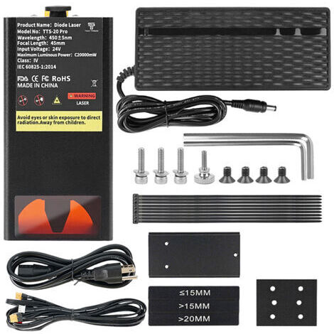 Pair - SJLERST Kit module laser 20 W, module de gravure et découpe laser à 4 faisceaux à diodes laser compressées, compatible avec les graveurs laser TTS/TTS Pro
