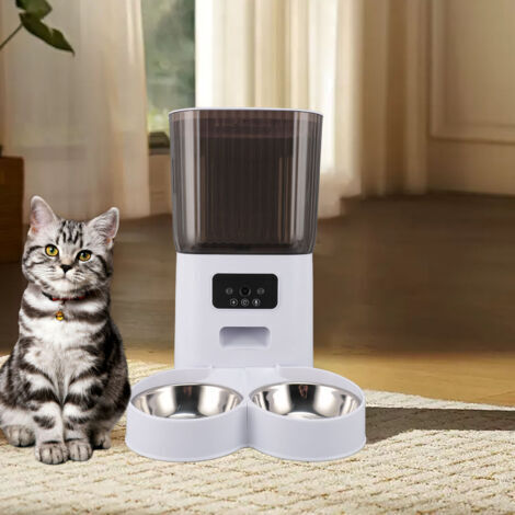 Pair - SJLERST Mangeoire Intelligente Chronométrée pour Chat avec Bol, Nettoyage Facile à l'intérieur