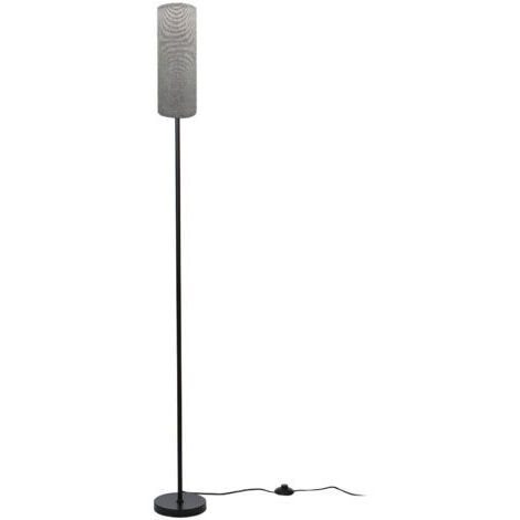 Pair - SJLERST Petit lampadaire cylindrique, interrupteur à pied, ampoule E27 à trois couleurs, corps de lampe noir, abat-jour gris