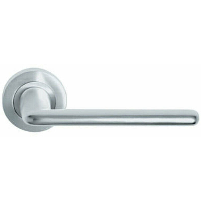 Pair Slimline Straight Bar Handle on Round Rose Concealed Fix Satin Chrome