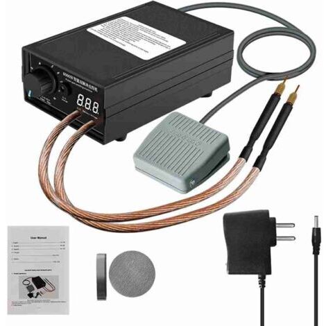 Pair - Soudeur par Points Réglable pour Batteries 8000W, Soudeuse à Point Portable 0,1-0,3mm avec Double Sortie D'impulsion 1-9 Vitesses Réglable par Pédale pour Fabrication de Packs de Batteries