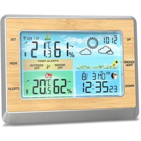 Pair - Station météo sans fil avec capteur extérieur – Moniteur de température et humidité – Écran LED 6 pouces – Plage de mesure -40 à 158 ℉