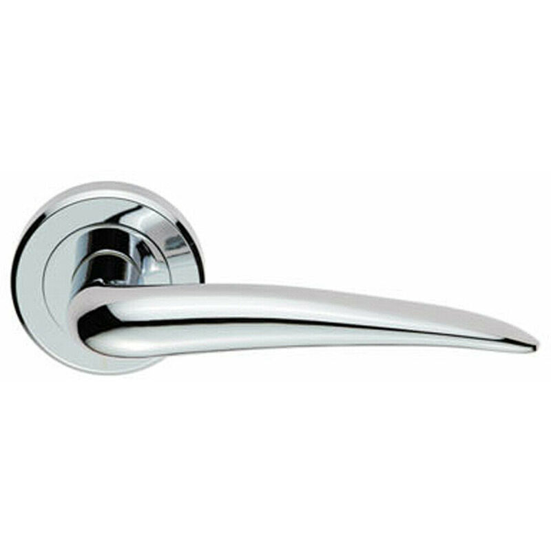 Pair Straight Tapered Handle on Round Rose Concealed Fix Polished Chrome