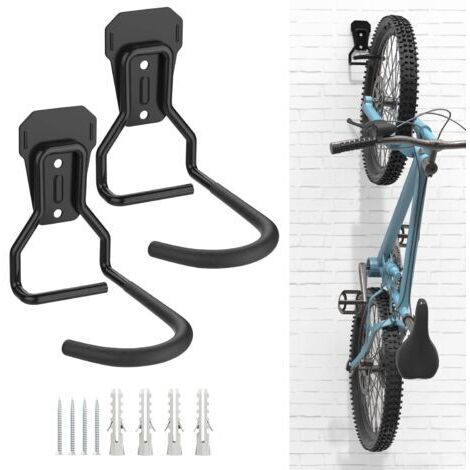 Pair - Support mural de rangement pour vélo vertical en fer – Capacité de charge 35-45 kg – Conception en L pour garage ou appartement – Lot de 2