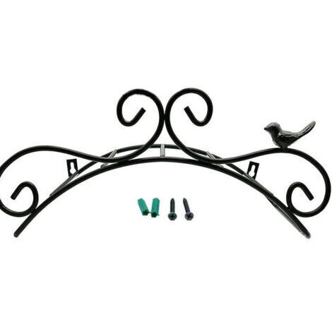 Pair Support Mural en Métal pour Tuyau d'Arrosage - Motif d'Oiseau Antique en Fonte, Noir 38,1 x 15,2 cm