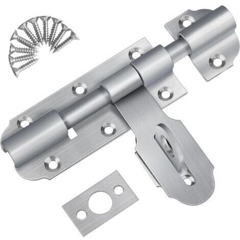 Pair Targette de Porte Exterieur avec Fermoir à Cadenas, 135mm Loquet de Porte Coulissante en Acier Inoxydable, Petit Loquet Verrou de Porte avec Vis pour Entrepôt Garage Grange Portail Cour Porte