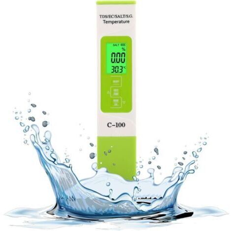 Pair Testeur De Salinité Pour Eau Salée, Testeur De Sel De Piscine, Testeur De Qualité De L'eau Multifonction Avec Rétroéclairage Pour Eau De Mer, AquariumsC-100 Kit De Test De Piscine D'eau Salée 5 E