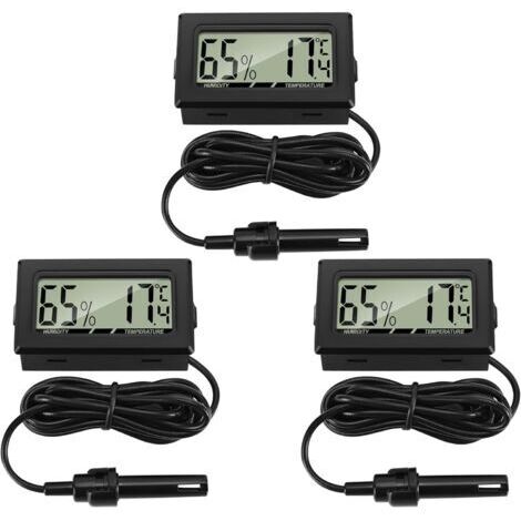 Pair Thermomètre numérique avec hygromètre à sonde externe Plage de température -50℃70℃ Précision ±1℃ Longueur câble 1,5m