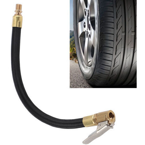 Pair - Tube d'extension gonfleur de pneu – Adaptateur pour valves américaines – Pression maximale 300 PSI – Tuyau en tissu tressé durable