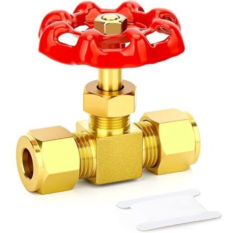 Pair Vanne à bille en laiton avec interrupteur d'arrêt, 12 mm OD x 12 mm OD Compresseur d'air à compression Vanne d'arrêt pour eau, huile, gaz