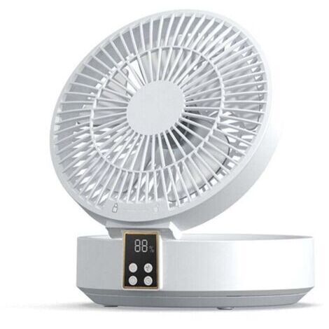 Pair Ventilateur Silencieux Ultra Puissant, Ventilateur de Table Portable, Ventilateur de Bureau USB Rechargeable, 1000mAh Batterie 120°Rotative Table Fan avec LED, Télécommande, 3 Vitesses