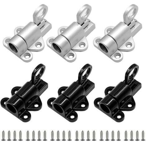Pair Verrou automatique de porte, 6 pièces de verrou de porte en aluminium, verrou de fenêtre, petit verrou épais avec vis, boulon de verrouillage à ressort pour anneau de sécurité de porte de fenêtre