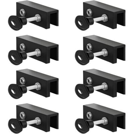 Pair - Verrou de fenêtre coulissante avec clés verticales et horizontales - Verrou de sécurité réglable - Limiteur de fenêtre de sécurité durable - Limiteur de fenêtre réglable (Noir, 10 mm, long)