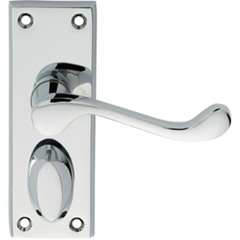 Pair Victorian Scroll Handle on Privacy Backplate 118 x 43mm Polished Chrome