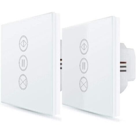 Pair ２x Interrupteur Volet Roulant Connecté, Ouverture Réglable, Commutateur Rideau Stores WiFi, Compatible avec Alexa Google Home pour Commande Vocale, Minuterie Intelligent Moteur Mural