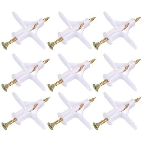 Pair ZVD-100 Pièces Fixations pour Plaques de Plâtre (50 Chevilles, 50 Vis), Chevilles Et Vis pour Plaques de Plâtre, Ancres Chevilles et Vis pour Fixations Murales Creuses Cloisons Sèches