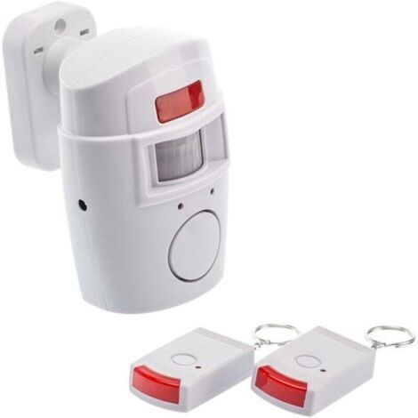 Pair ZVD-Alarme Maison Sans Fil avec Détecteur de Mouvement, Protection Contre Cambriolage, 105 dB avec 2 Télécommandes