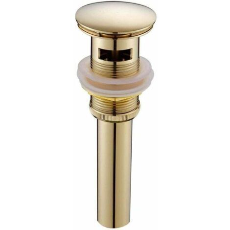 Pair ZVD-Moderne Pop-up Rétro Bouchon Bonde de Lavabo Vidange Clic-clac avec Trop-Plein en Laiton Doré Universel Valve Draineur d’Evier Vasque Siphon avec Trou de Débordement Poli- avec Trop-