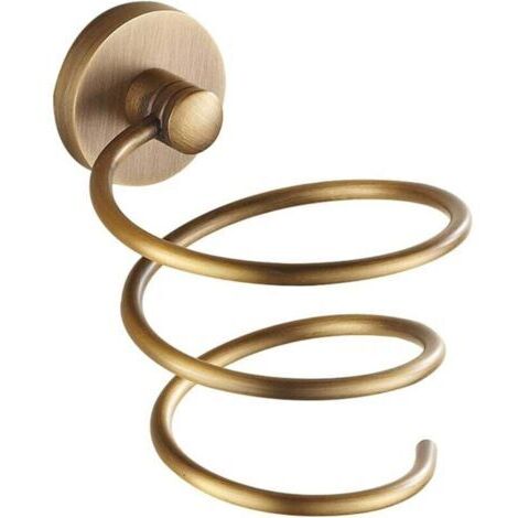 Pair ZVD-Porte Sèche-Cheveux en Laiton Brossé, Support Rangement Classique Fixation Murale, Style Européen pour Salle de Bain