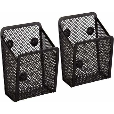 Pair ZVD-Porte Stylo Magnétique 2 pièces - Paniers de Rangement en Maille Avec Aimanté Forts Pour Rangement Frigo, Organisateur de Cuisine, Organisateur de Bureau, Accessoires de Casier - Noir