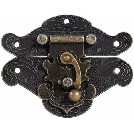 Pair ZVD-Verrous vintage antique gaufrage Moraillon Loquet Serrure Fermoir avec vis pour décoratifs Cabinet armoire Boîte à bijoux boîte cadeau valise ou meuble Couleur bronze