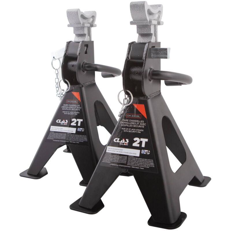 Paire chandelles crémaillères 2T avec goupilles sécurité - om 3002BL Clas Equipements