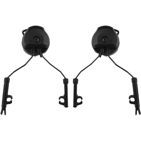 Paire d'adaptateurs noirs pour rails de casque, permettant de suspendre un casque et de fixer un porte-casque.