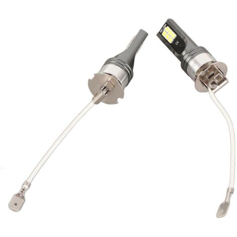 Paire d'ampoules LED 2525 12LED pour phares H3 de voiture, blanc 6500K-7500K, DC12V, éclairage puissant pour véhicule.