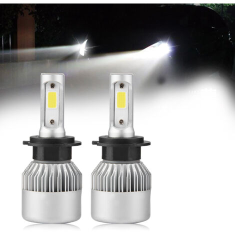 Paire d'ampoules LED H7 36W 8000LM pour phares de voiture, faisceau code/route, 6000K blanc froid (argenté)