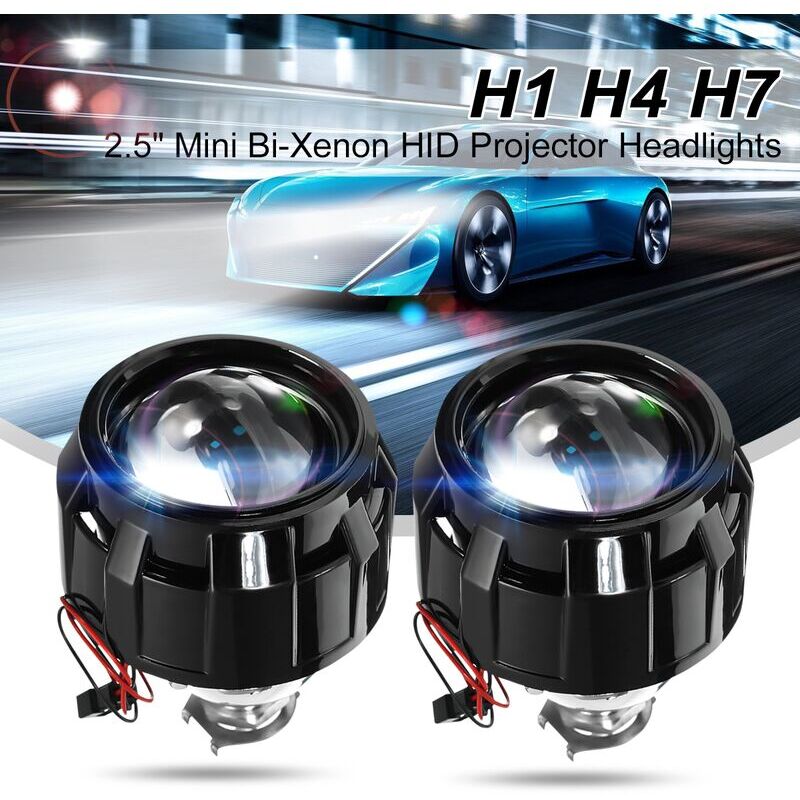 PAIRE DE 2.5' HID Kit d'objectif de projecteur bi-xénon Cache d'ampoule de phare H1 LHD