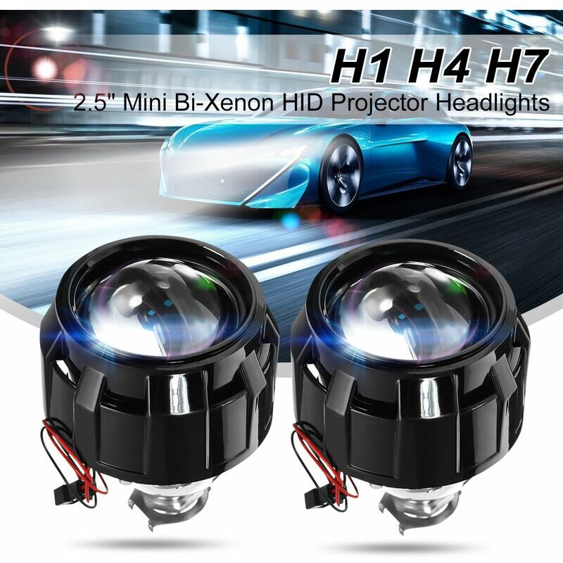 Paire de 2.5' hid Kit d'objectif de projecteur bi-xénon Cache d'ampoule de phare H1 lhd