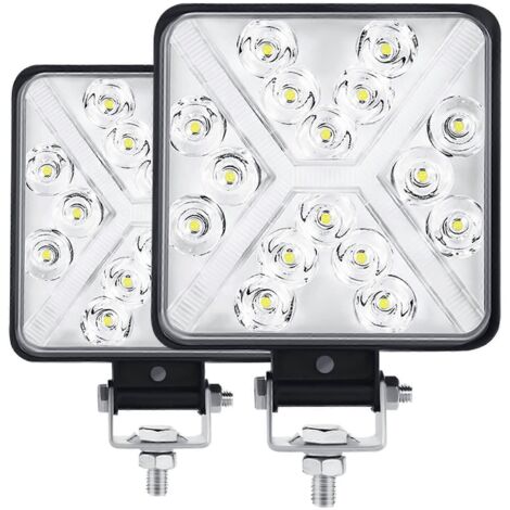 Paire de 4 phares de travail LED pour tracteur 300 W 12 000 lm 6 000 K, phares LED 4x4 IP67, feux additionnels LED pour moto, lentille carrée 8D, luminosité extrêmement élevée.
