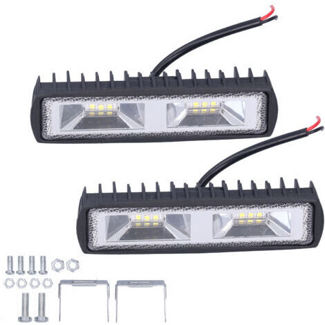 Paire de Barres Lumineuses de Travail 12led 36W 12-24V, Projecteurs pour Moto, Camion, Bateau, Tracteur, Remorque Tout-terrain.