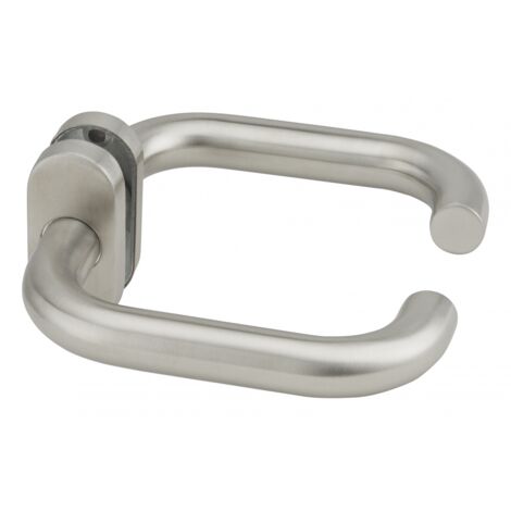 Paire de béquilles arrondies pour porte, carré 7 mm, aspect inox - THIRARD
