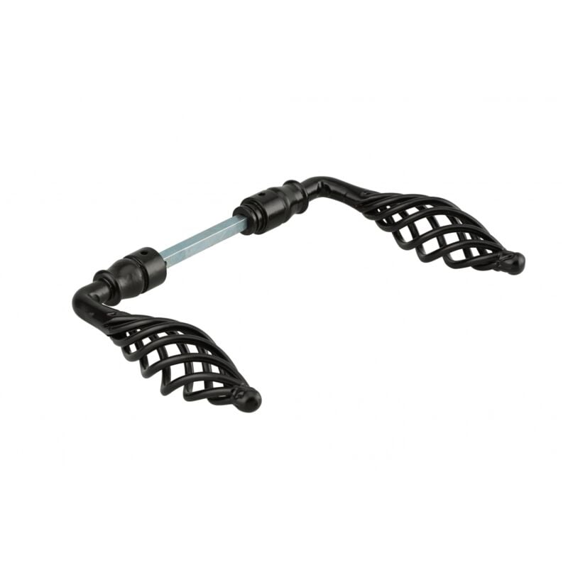 Paire de béquilles double fil torsadé pour porte, carré 6x100mm, 1 portée, noir