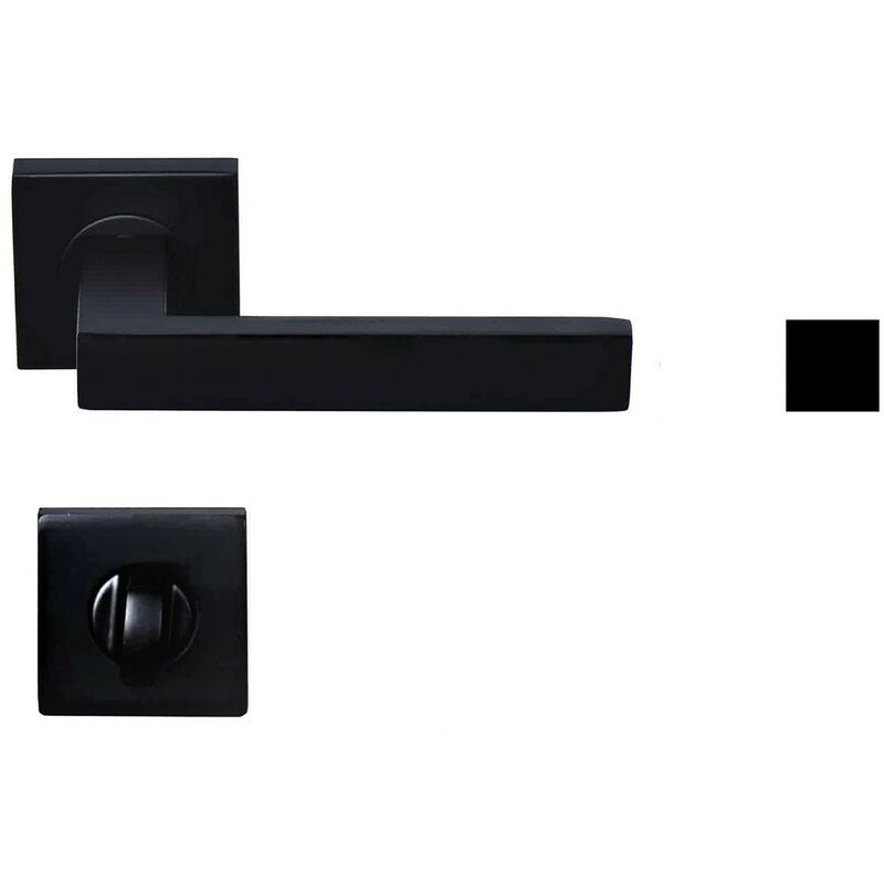 Paire de Poignées Noires Matt sur Rosaces Carrées 'nellyn' +1 Paire de rosaces condamnation