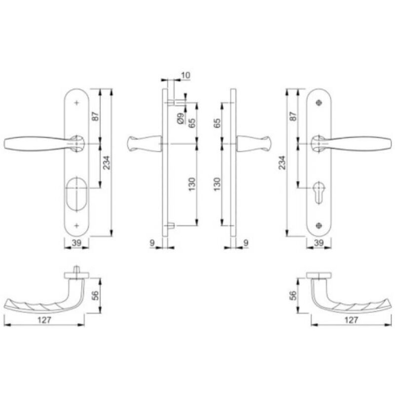 No Brand - Béquille double sur plaques 195 mm New York ep 40 mm noir mat condamnation - hoppe