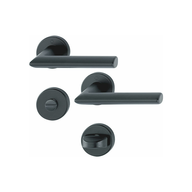 Garniture stockholm sur rosaces rondes - Carré (mm) : 8 - Percement : Condamnation sans voyant - HOPPE