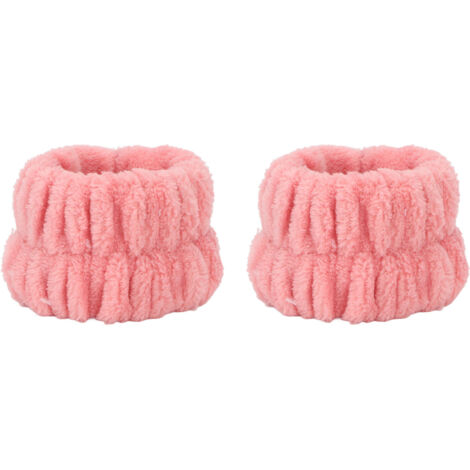 Paire de bracelets de lavage du visage - Absorption d'eau maximale, doux pour la peau - Serviettes de poignet femme pour voyage et maison - Rose