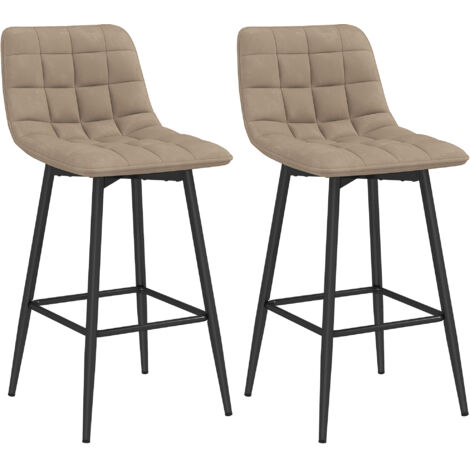 Paire de Chaises de Cuisine Style Scandinave en Tissu Velours et Métal, 45x47x84 cm, Brun
